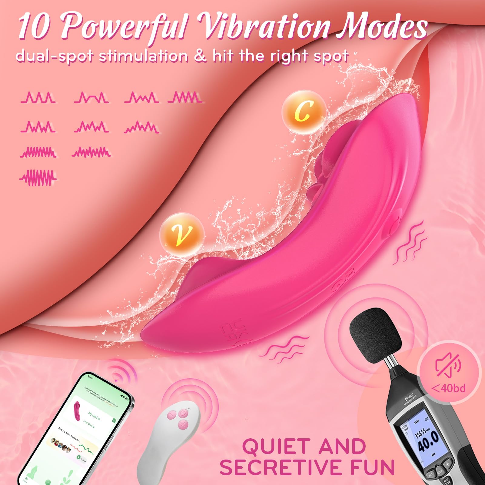 Premium Wearable Panty Vibrator for Women & Couples - 3-in-1 App Controlled Rose Toy with 10x2 Vibration Modes, Mini Butterfly Clitoral & G-Spot Stimulator | Perfect for Discreet Solo Play, Couples Intimacy & Long Distance Relationships