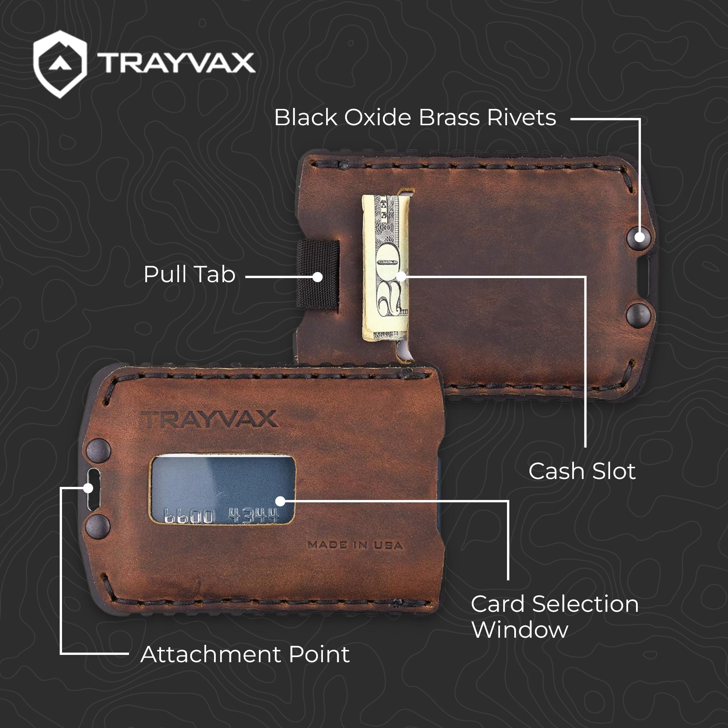 Trayvax Ascent RFID Blocking Front Pocket Wallet - Slim Minimalist Leather & Metal Credit Card Holder for Men & Women (Black Mississippi Mud) - Perfect for Travel, Everyday Carry & Secure Storage