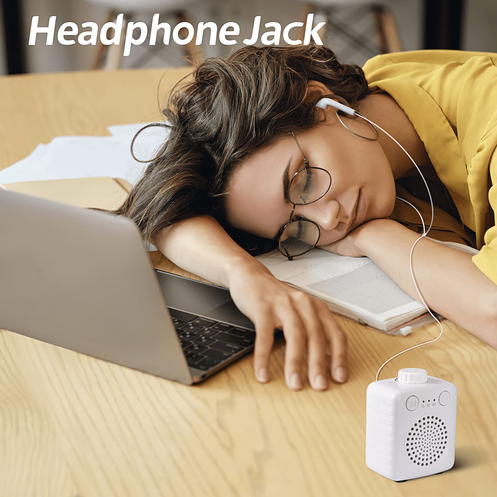 Fansbe Portable White Noise Machine for Sleep - 20 Soothing Sounds, Adjustable Volume, Compact Travel Size for Baby & Adults - Perfect for Home, Office, Travel & Nursery (White)