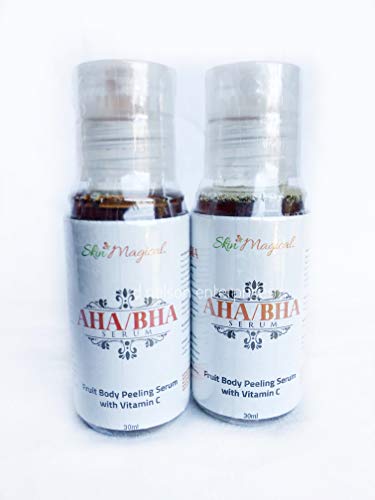 2 Pack Skin Magical AHA BHA Fruit Body Serum with Vitamin C - 30ml Each - Brightening & Exfoliating Treatment for Smooth, Glowing Skin - Perfect for Daily Skincare Routine & Body Care