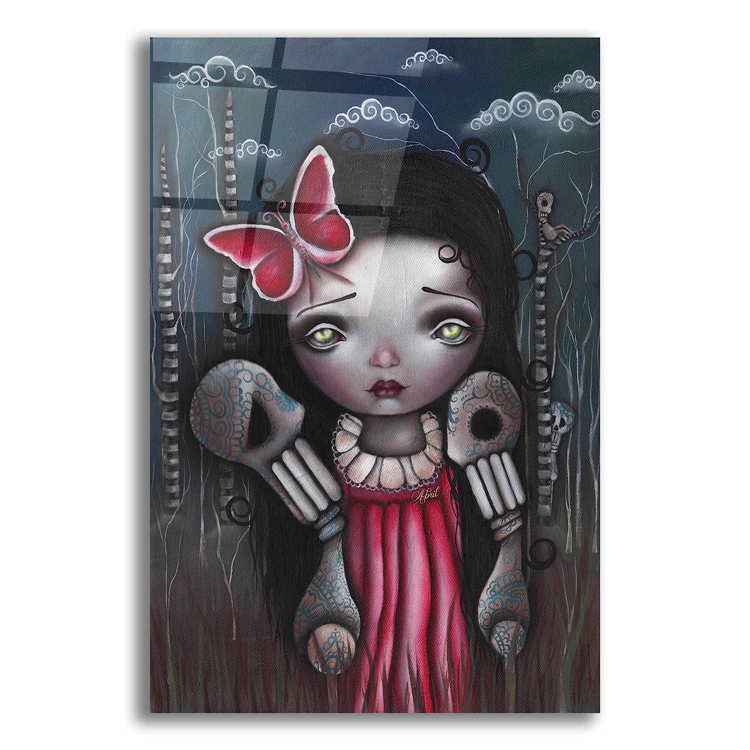 Epic Art 'Bones And Butterflies' by Abril Andrade - 16x24 Inch Acrylic Glass Wall Decor - Modern Gothic Home Decor for Living Room, Bedroom or Office
