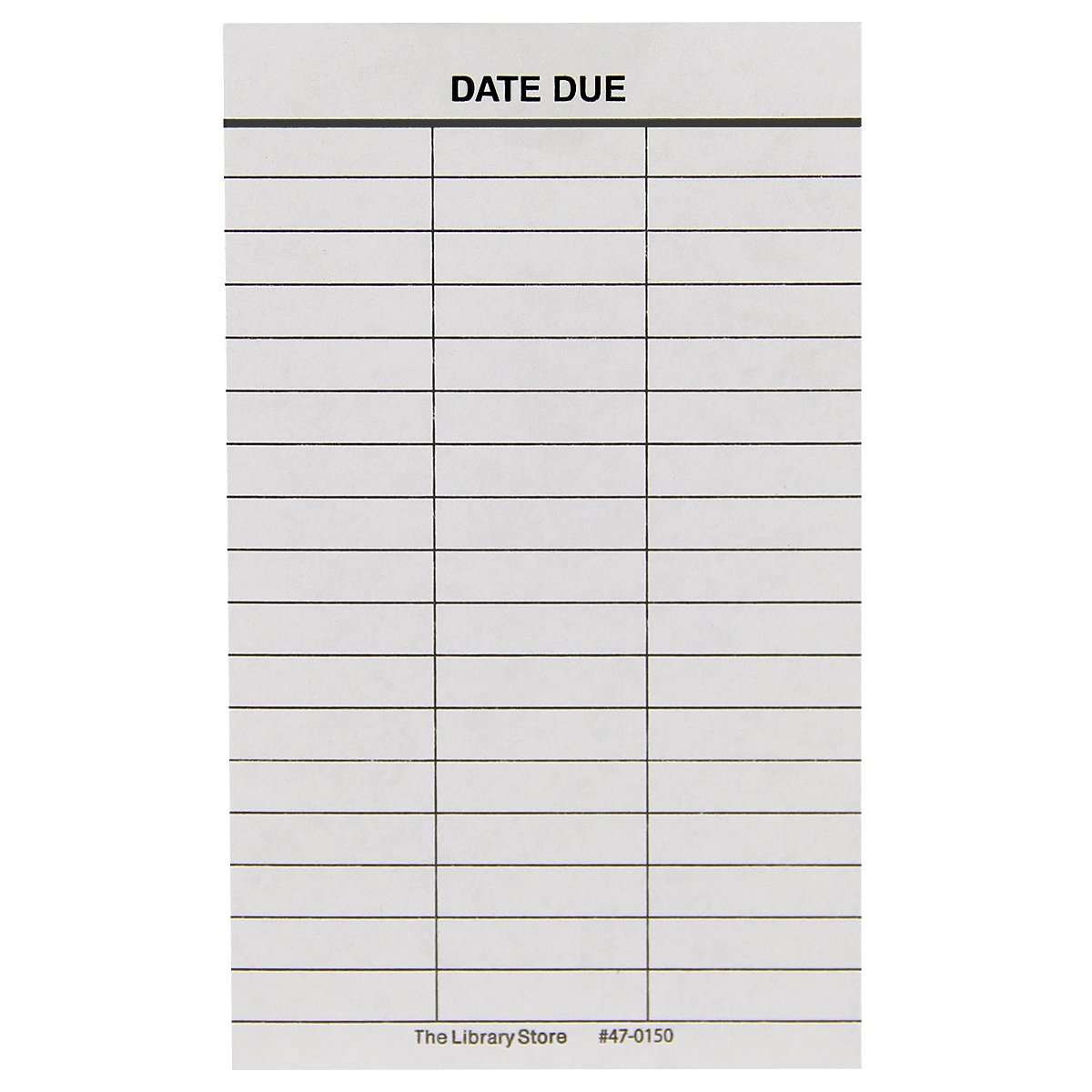 Date Due Slips - 3-Column Plain Back, 5