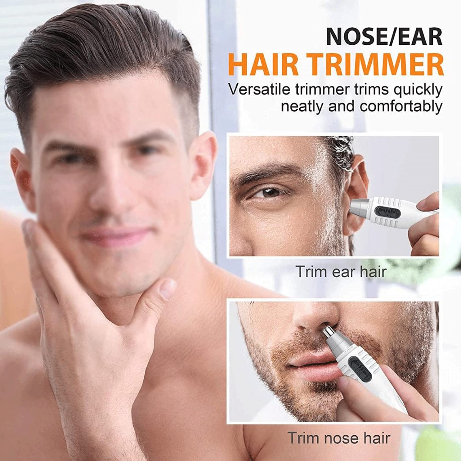 Professional Painless Nose Hair Trimmer & Eyebrow Shaver for Men and Women - Rechargeable Ear & Facial Hair Clipper for Grooming, Travel, and Daily Personal Care