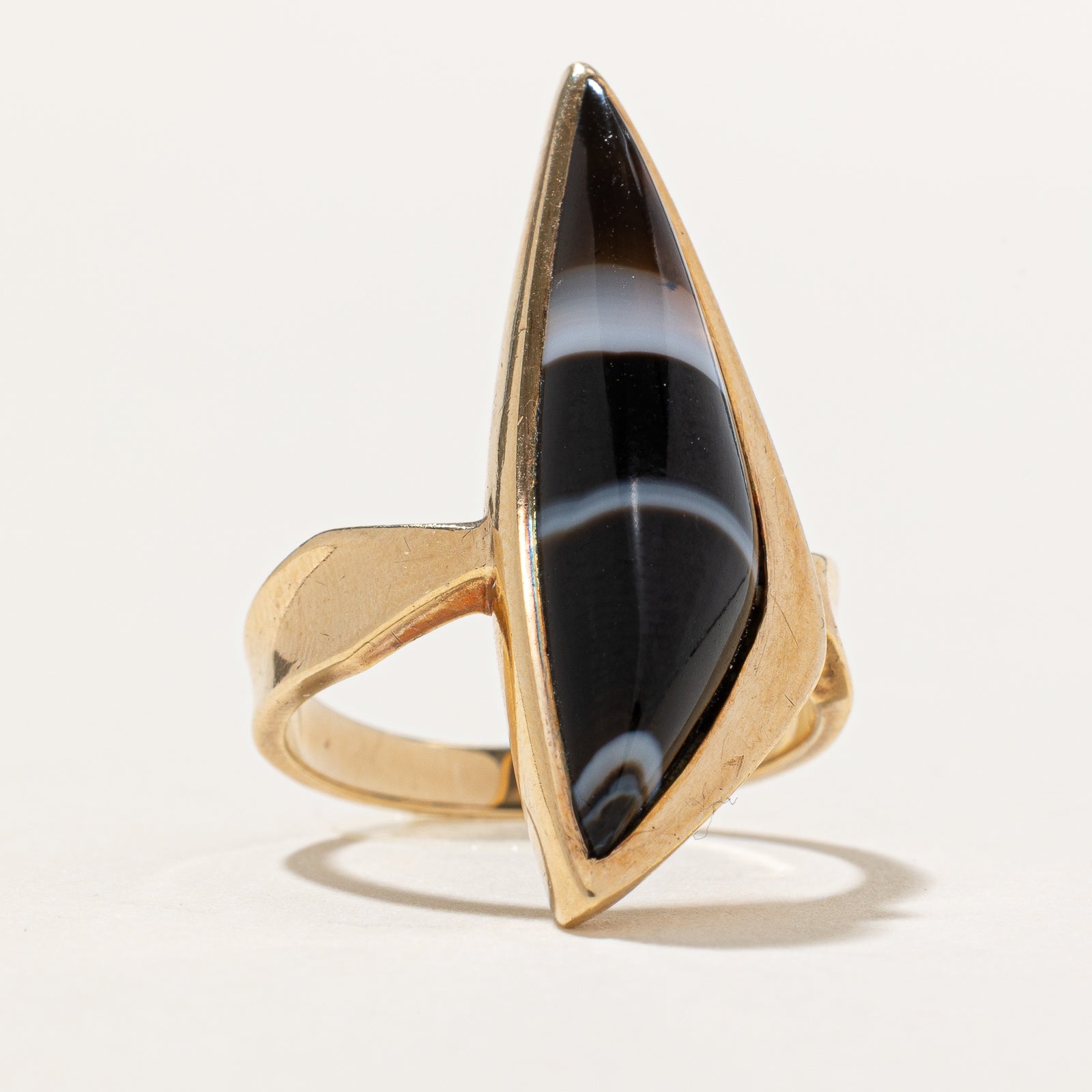 6.00ct Natural Agate Navette Ring - Size 6.5 | Elegant Vintage Gemstone Jewelry for Women | Perfect for Weddings, Parties & Special Occasions
