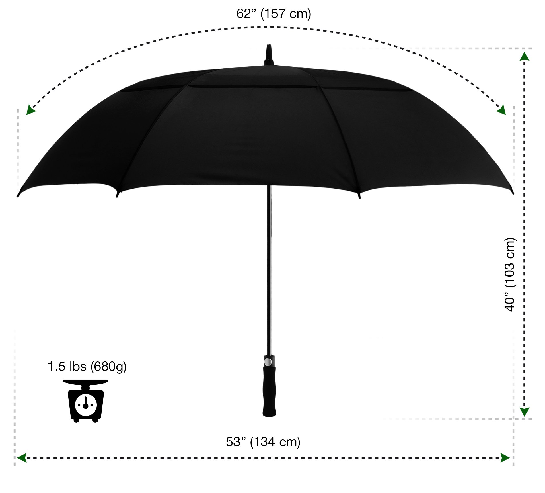 EEZ-Y 62 Inch Windproof Golf Umbrella - Auto Open, Sturdy & Lightweight Large Canopy for Men Women - Perfect for Golf, Beach, Outdoor Sports & Rainy Days
