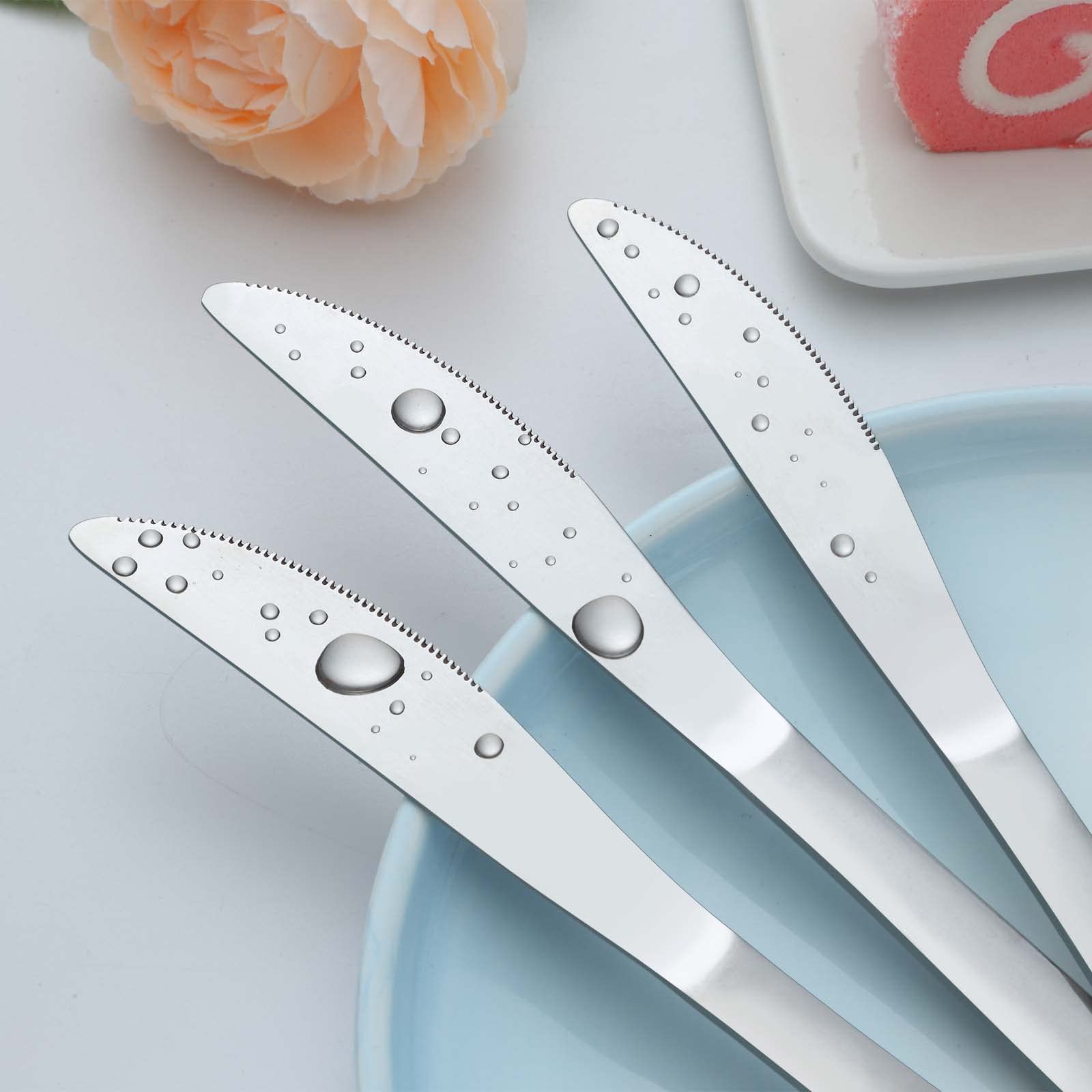 24-Piece Stainless Steel Knife Set - 9-Inch Dinner & Butter Knives, Mirror Polished & Dishwasher Safe - Premium Silverware for Home, Restaurant & Kitchen - Perfect for Everyday Dining, Entertaining & Professional Use