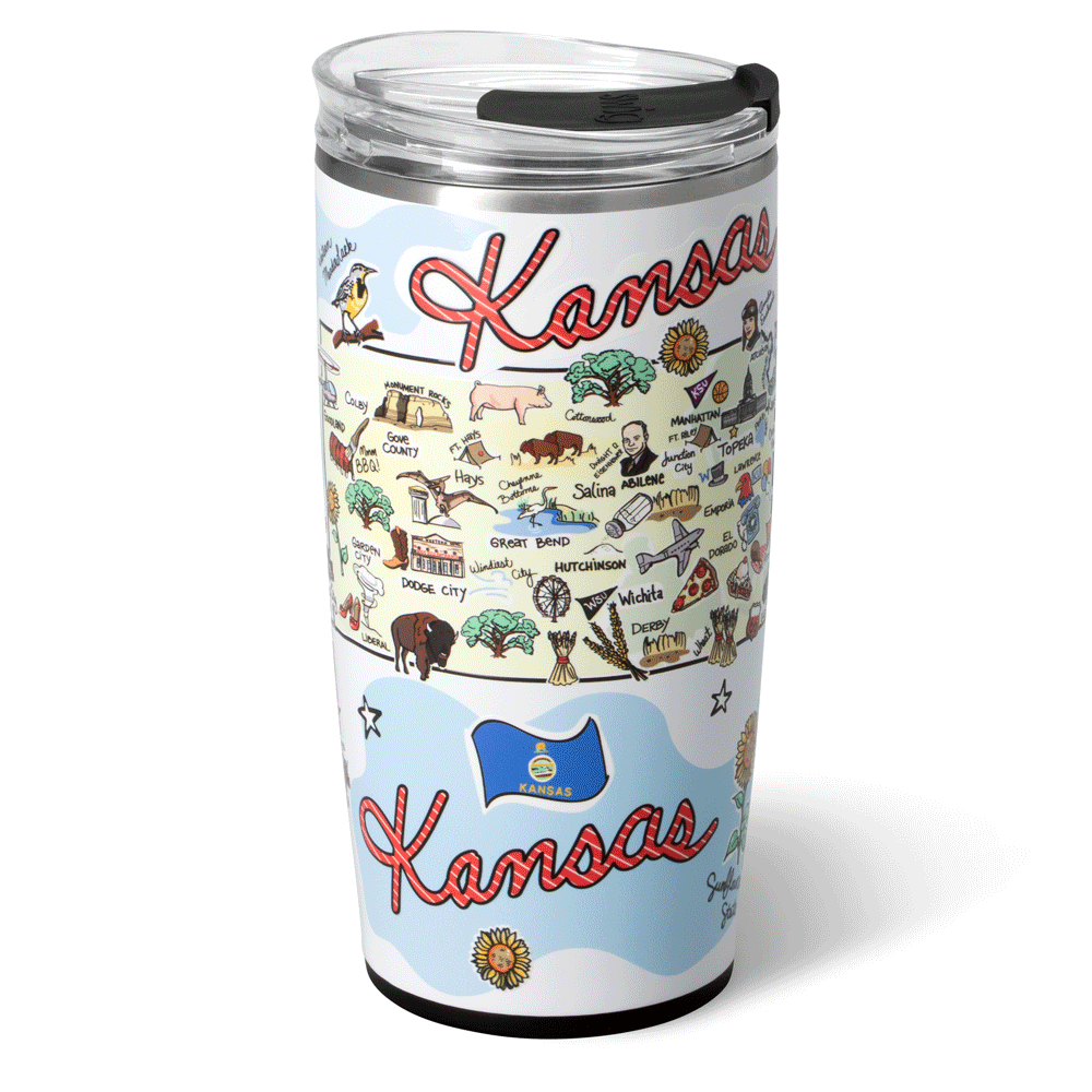 22oz Kansas Tumbler - Insulated Stainless Steel Travel Mug with Lid & Straw - Perfect for Coffee, Tea & Cold Drinks On-The-Go
