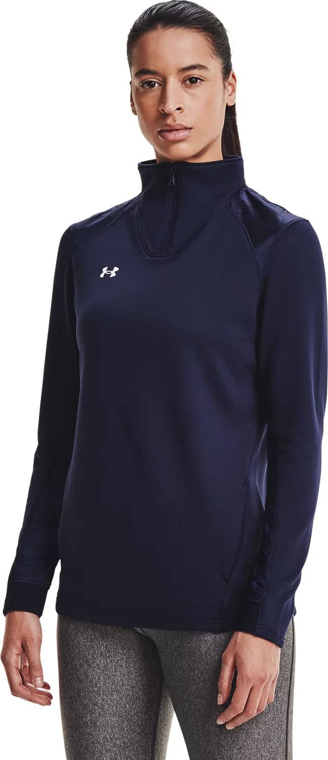Under Armour Women's Long Sleeve 1/4 Zip Command T-Shirt - Moisture Wicking, Breathable Workout Top for Running, Yoga & Gym (Size S, Midnight/410) - Perfect for Cold Weather Training & Layering