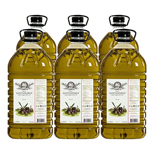Premium Extra Virgin Olive Oil - Olivar Santamaria Picual Variety, Cold Pressed from Spain, High Polyphenol, 5L (169 Fl Oz) - Perfect for Salad Dressings, Cooking, Frying, Marinades & Mediterranean Dishes