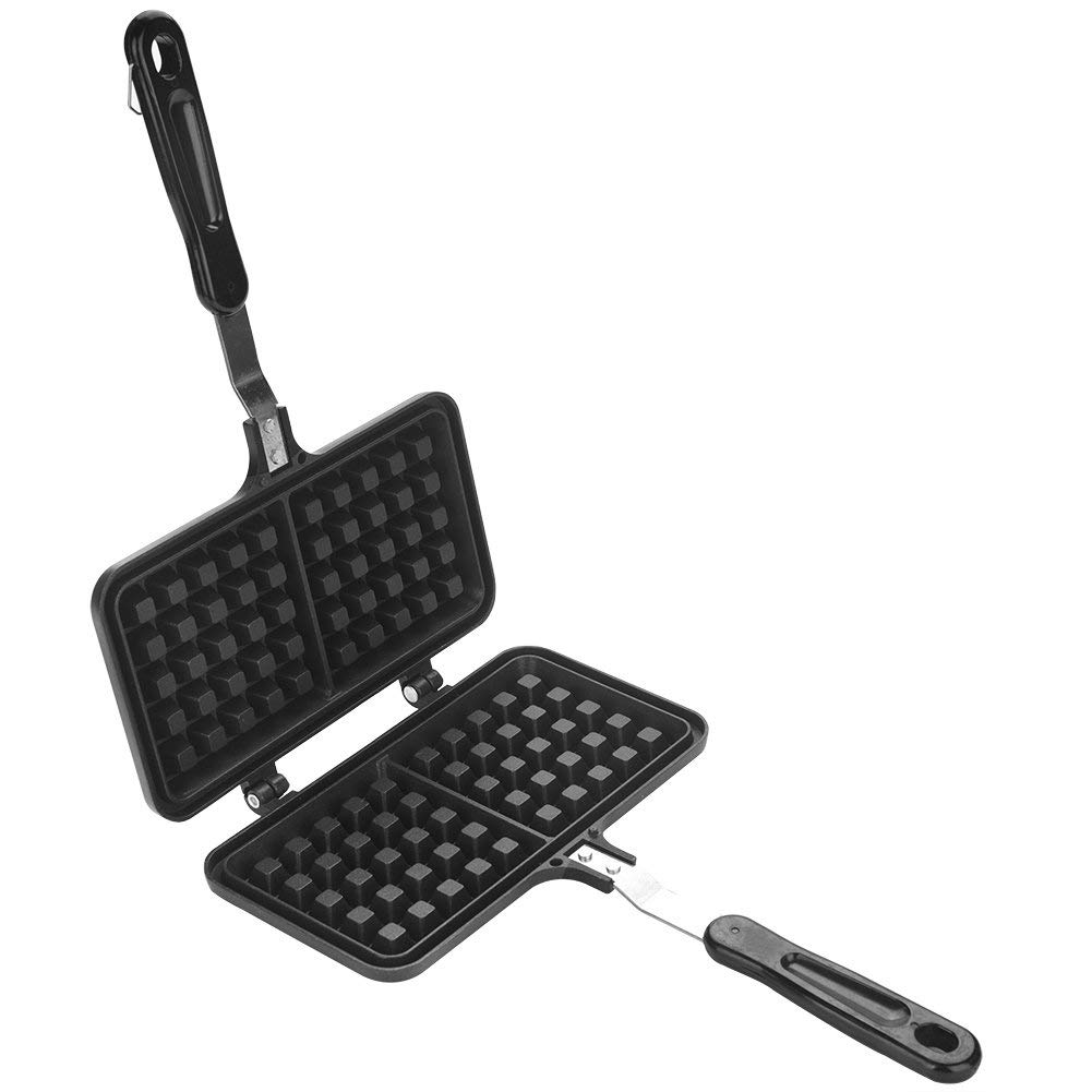 Non-Stick Dual Waffle Maker - Aluminum Alloy Double Pancake Iron for Perfect Belgian Waffles - Ideal for Breakfast, Brunch, Camping & Family Gatherings