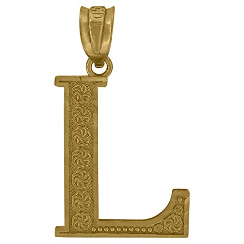 10K Gold DC Men's Letter L Charm Pendant Necklace - 27.6mm Height x 14.4mm Width Initial Necklace for Men - Perfect Gift for Birthday, Anniversary & Graduation