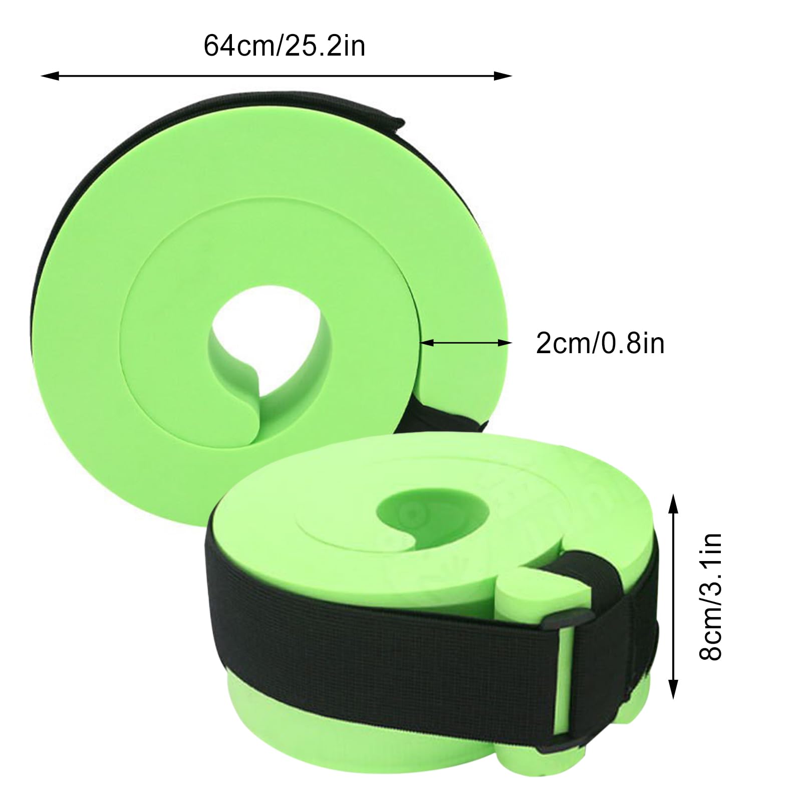 Premium Foam Swim Cuffs Set of 2 - Water Aerobics Float Rings for Swimming & Fitness Training - Adjustable Ankle & Arm Bands for Pool Exercises, Aqua Therapy & Water Workouts (Green) - Ideal for Water Aerobics Classes, Swim Training & Rehabilitation Exercises