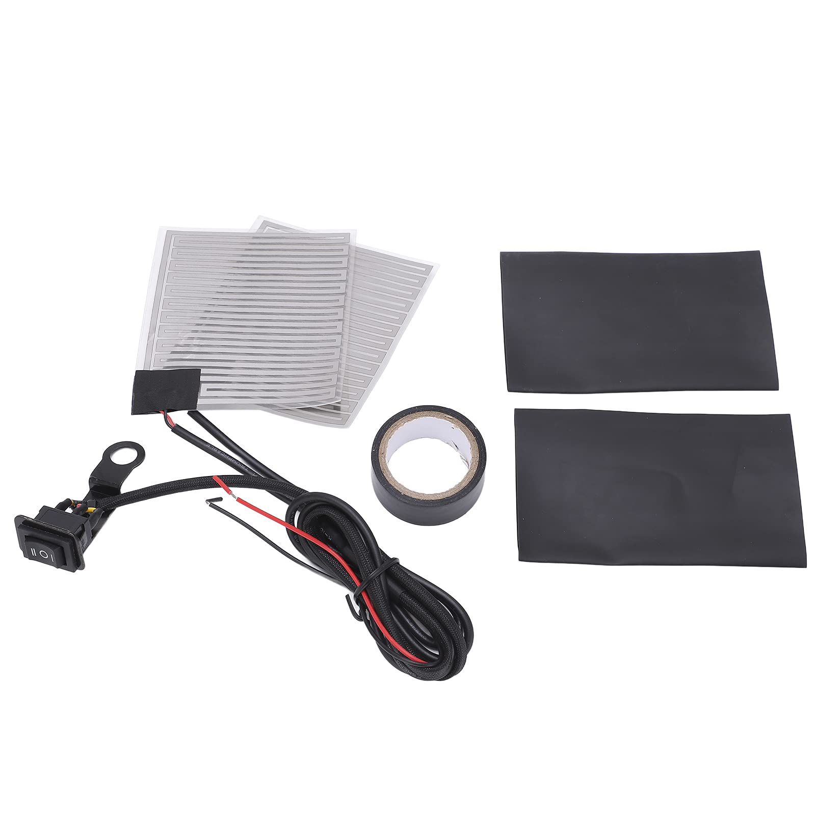 Universal 12V Motorcycle Heated Grip Pads - 2-Gear Adjustable Black Handlebar Hand Warmers for Winter Riding, Cold Weather Comfort