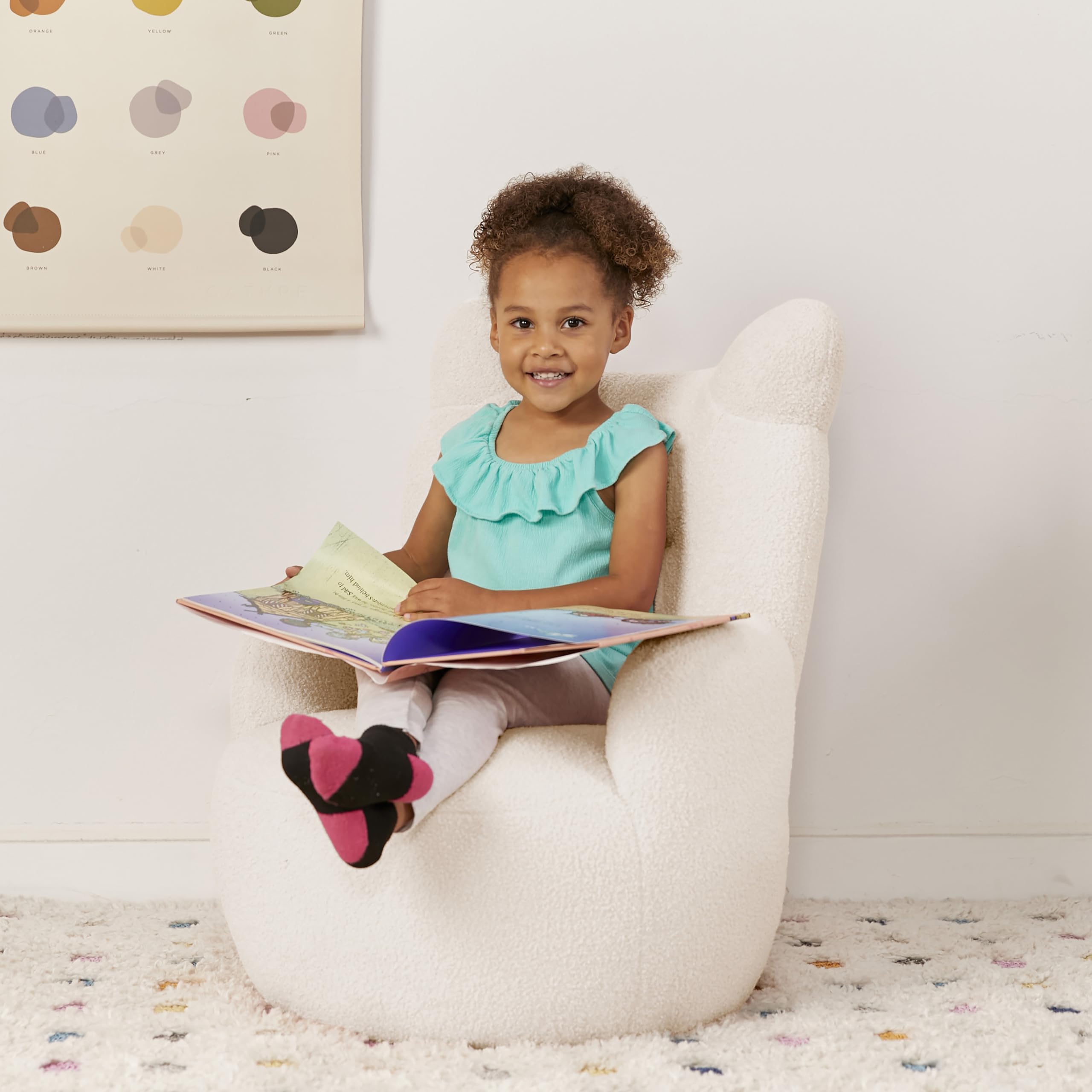 ECR4Kids Soft Teddy Bear Chair for Kids - Cozy & Durable Children's Furniture in White - Perfect for Playrooms, Bedrooms & Reading Nooks