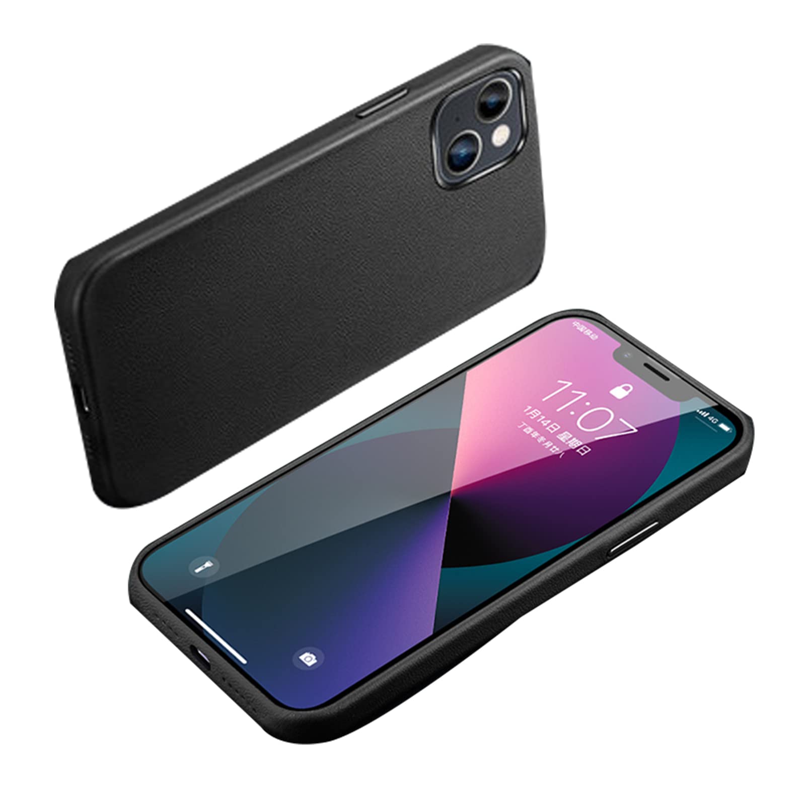 Premium Leather iPhone 13 Case - Compatible with iPhone 13/13 Mini/13 Pro/13 Pro Max - Soft Anti-Scratch Microfiber Lining & Full Body Protection (Black) - Perfect for Everyday Use, Office & Travel
