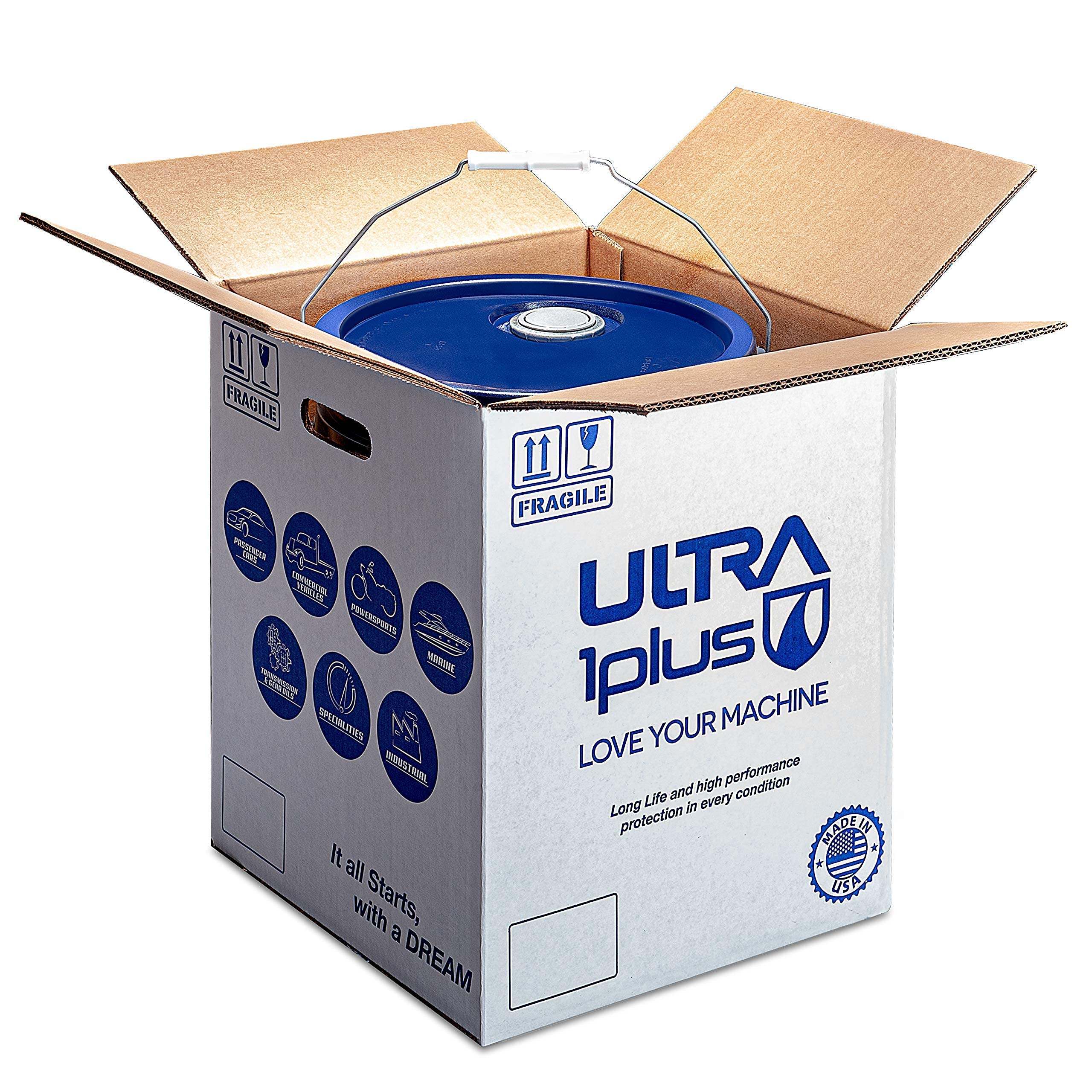 Ultra1Plus 4T 10W-40 Conventional Motorcycle Oil API SL JASO MA2 - 5 Gallon Pail for High-Performance Motorcycles, Dirt Bikes & ATVs - Ideal for Engine Protection & Smooth Riding