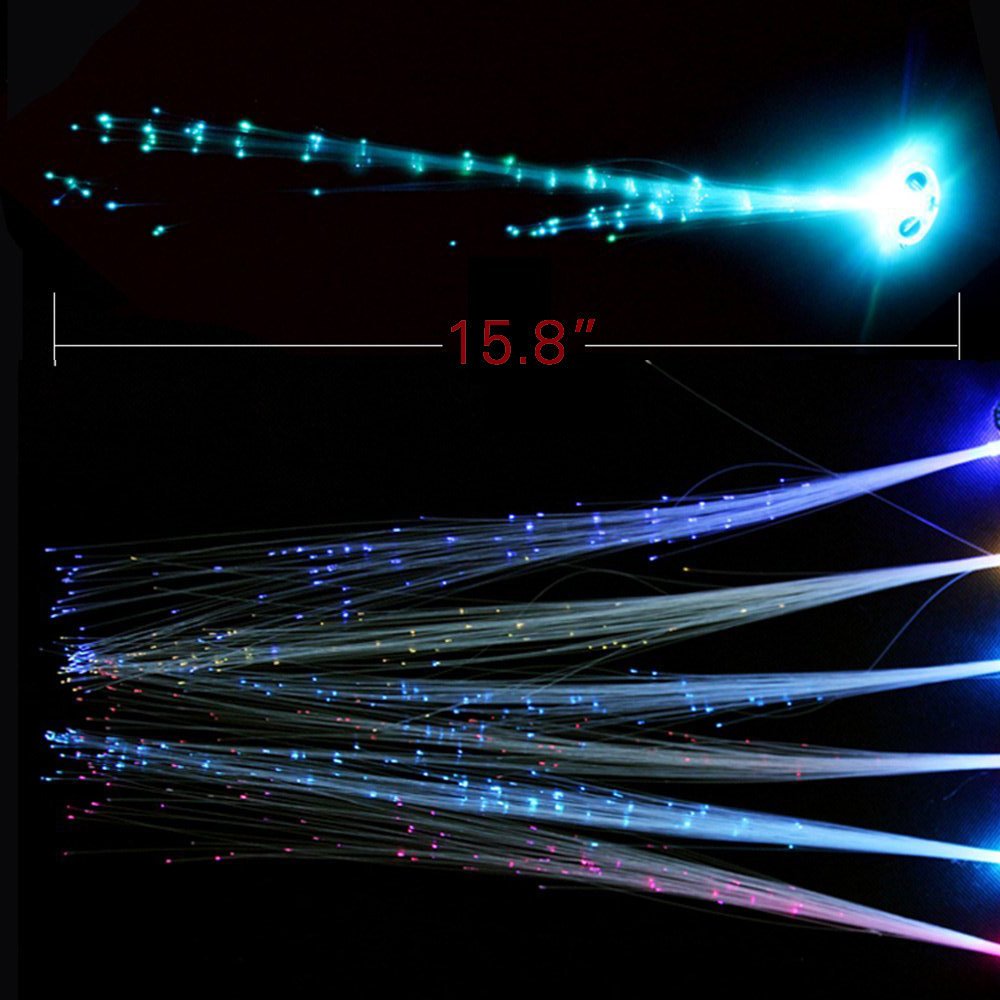 Itian LED Fiber Optic Hair Barrettes - Multicolor Light Up Hair Clips for Women & Girls, Glow in The Dark Hair Accessories for Parties, Raves, Concerts & Night Events