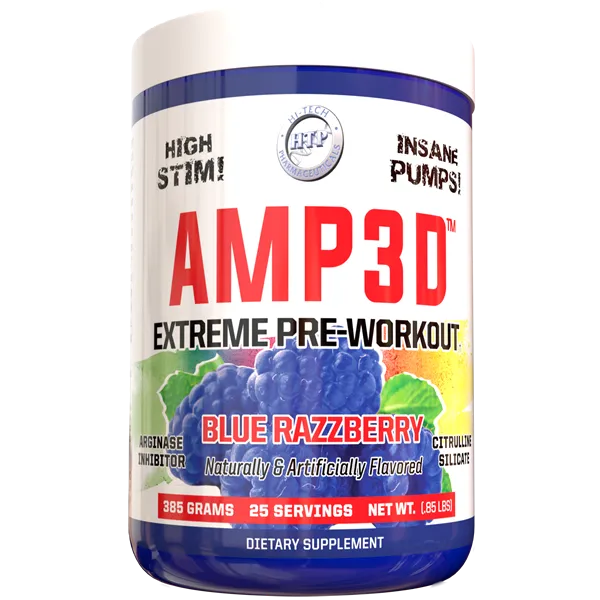 Hi-Tech Pharmaceuticals AMP3D - Premium Pre-Workout Supplement for Energy & Muscle Growth | Ideal for Gym, Bodybuilding & Fitness Training