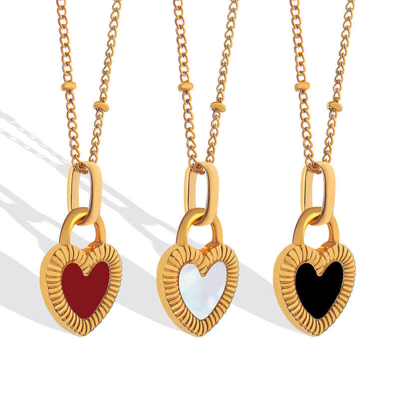 18K Gold Double Sided Heart Pendant Necklace for Women - Elegant Layering Jewelry Gift for Valentine's Day, Anniversary & Special Occasions