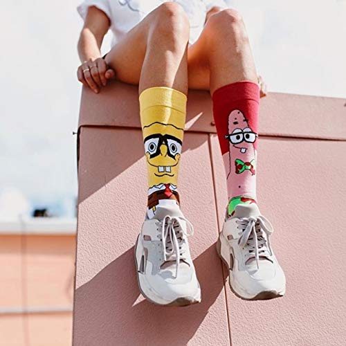 Cool SpongeBob Cartoon Socks - Funny Nickelodeon Crew Socks with Happy Pants Design | Perfect for Cosplay, Gifts & Everyday Wear