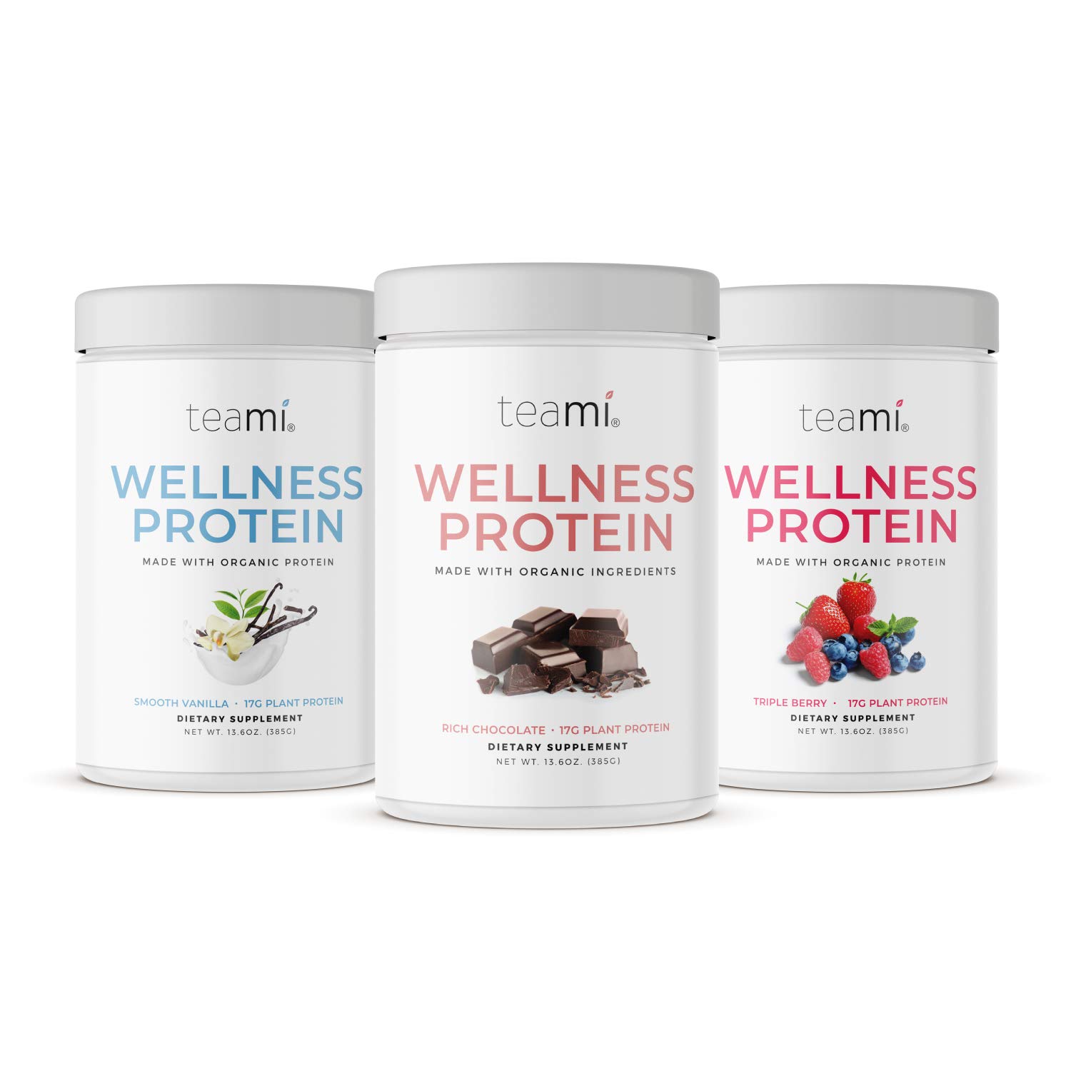 Teami Wellness Vegan Protein Powder - Organic Plant Based Protein, Chocolate Flavor, 13.6oz (14 Servings) | Low Carb, Non-GMO, Dairy & Soy Free, No Sugar Added | Perfect for Smoothies, Baking & Post-Workout Recovery