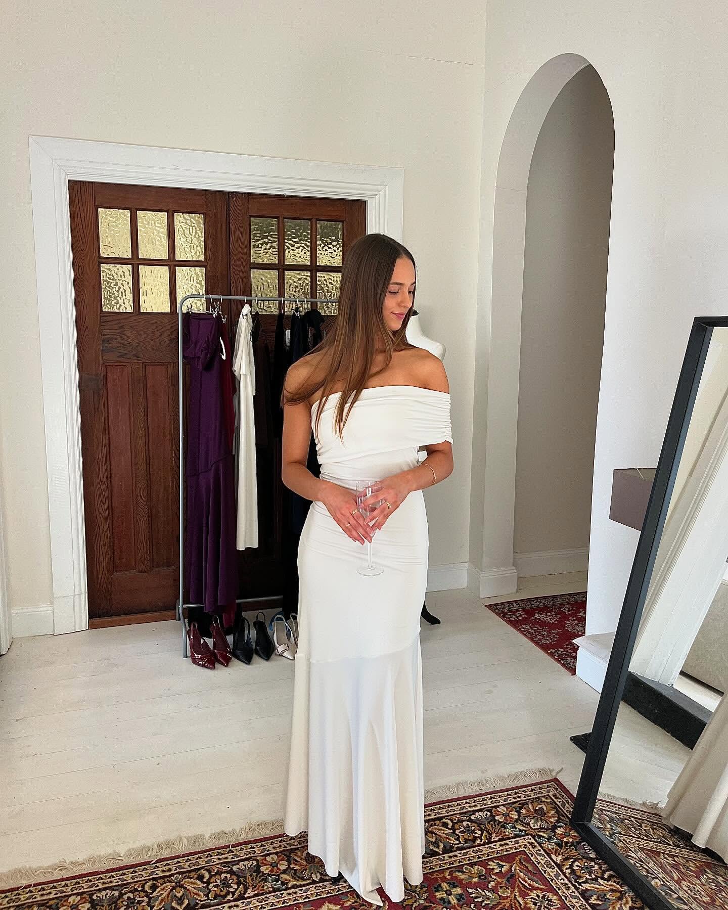 Ivory Off Shoulder Prom Dress J5894 - Elegant Formal Evening Gown for Homecoming, Wedding & Special Occasions