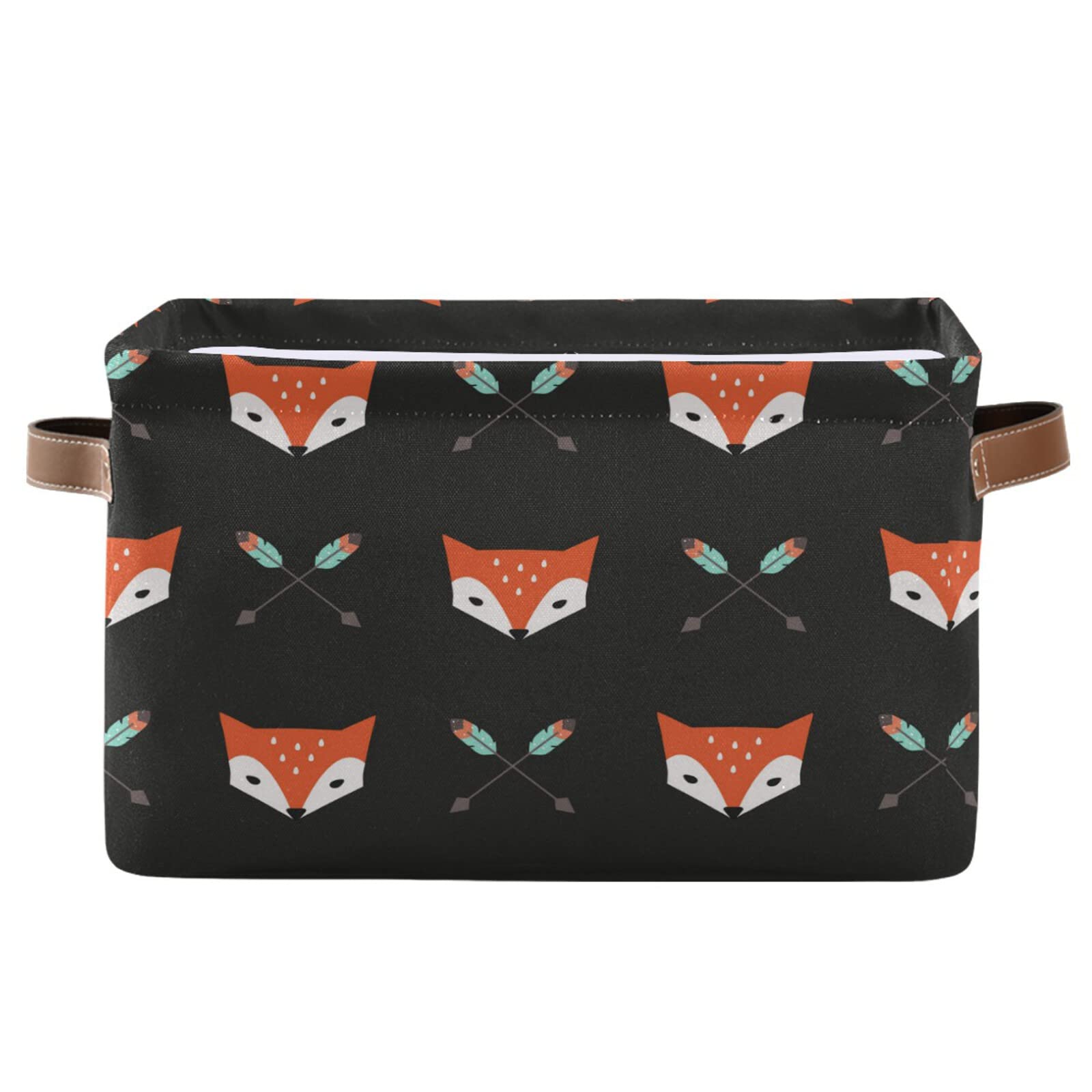 Red Fox Arrows Animal Storage Baskets with Handles - Large Collapsible Rectangular Storage Cubes for Kids Toys, Nursery, Shelf, Closet & Bathroom Organization - 2 Pack for Home Decor & Storage Solutions