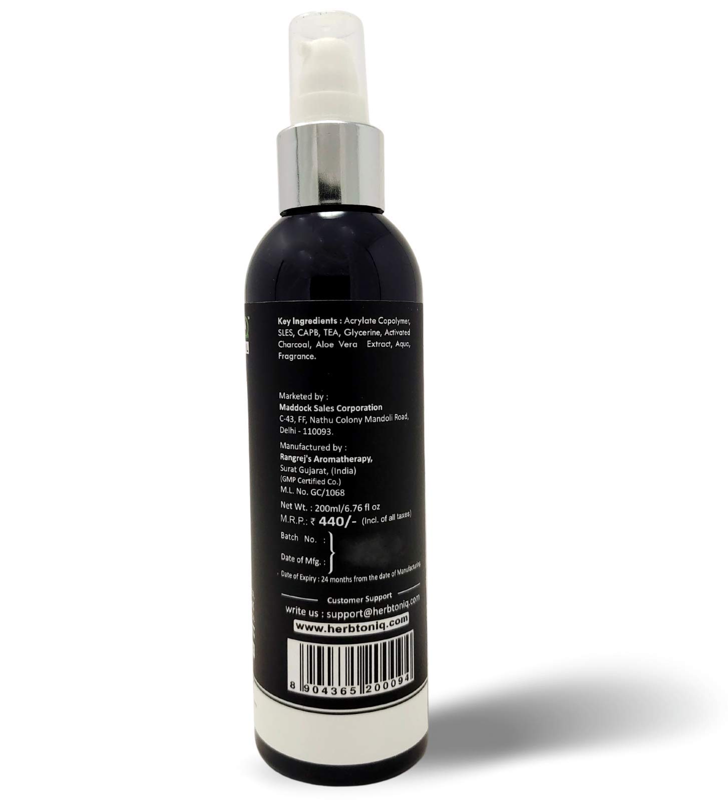 HerbtoniQ Professional Charcoal Face Wash - Deep Cleansing, Exfoliating & Detoxifying for Oily & Acne-Prone Skin | 200ml | Blackhead Remover & Pore Minimizer | Perfect for Daily Skincare Routine & Acne Treatment