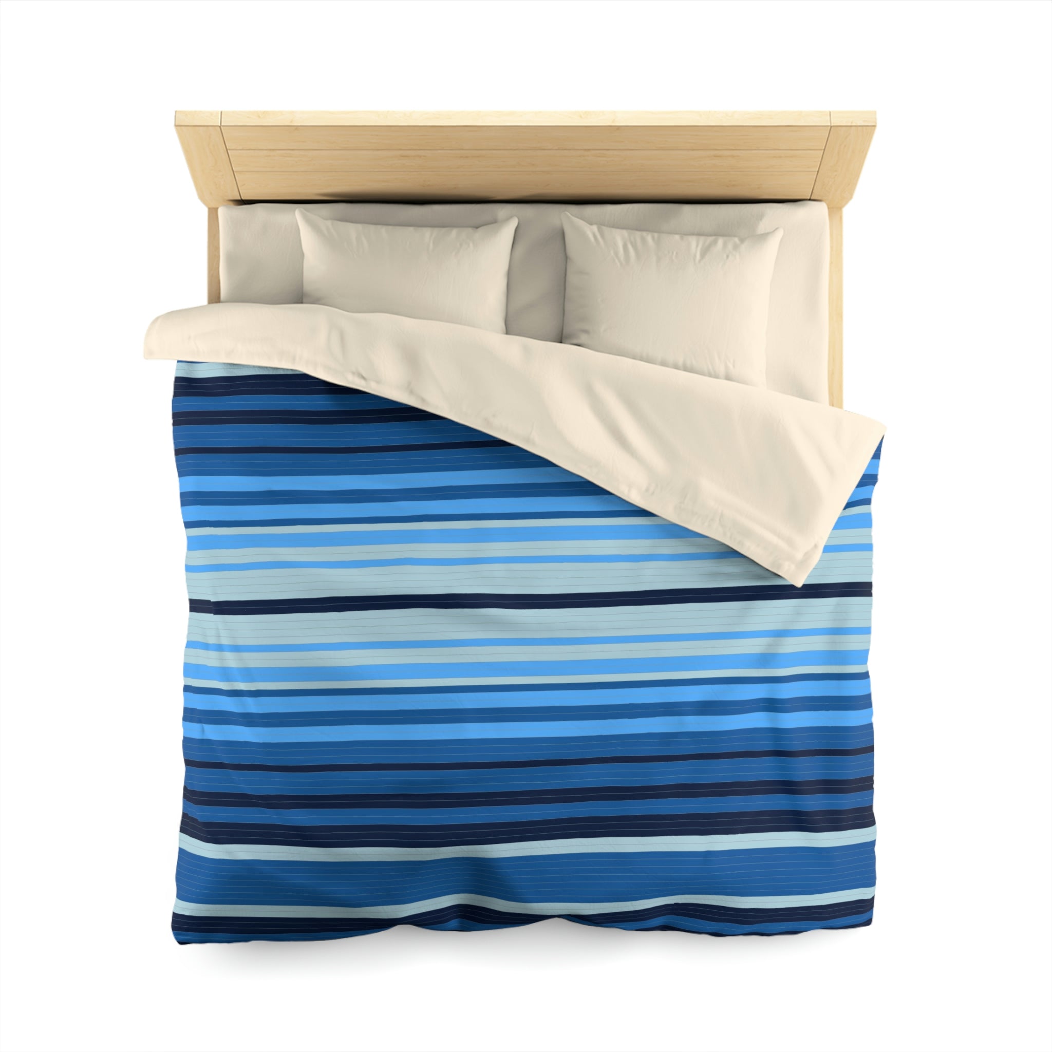 Sweetwater Striped Microfiber Duvet Cover Set - Soft Breathable Bedding Comforter Cover for All Seasons - Perfect for Master Bedroom, Guest Room & Dorm Decor