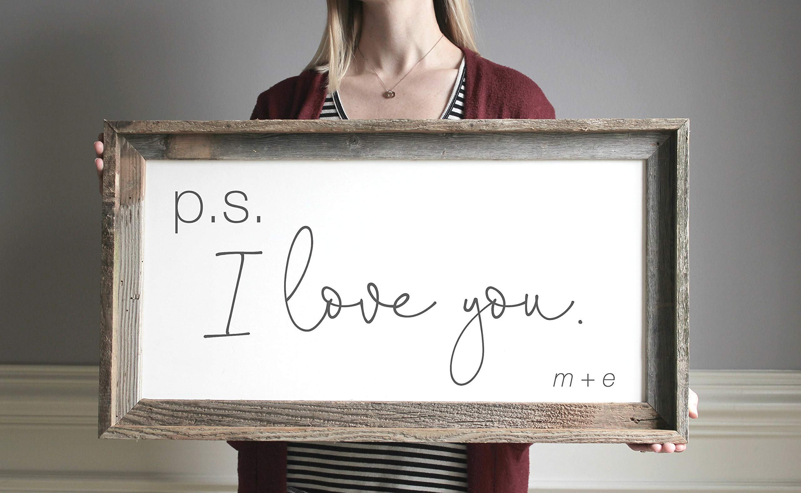PS I Love You Wall Sign - Romantic Bedroom Decor for Couples, Master Bedroom Wall Art, Gallery Wall Decor for Him & Her - Perfect for Anniversary Gifts & Valentine's Day