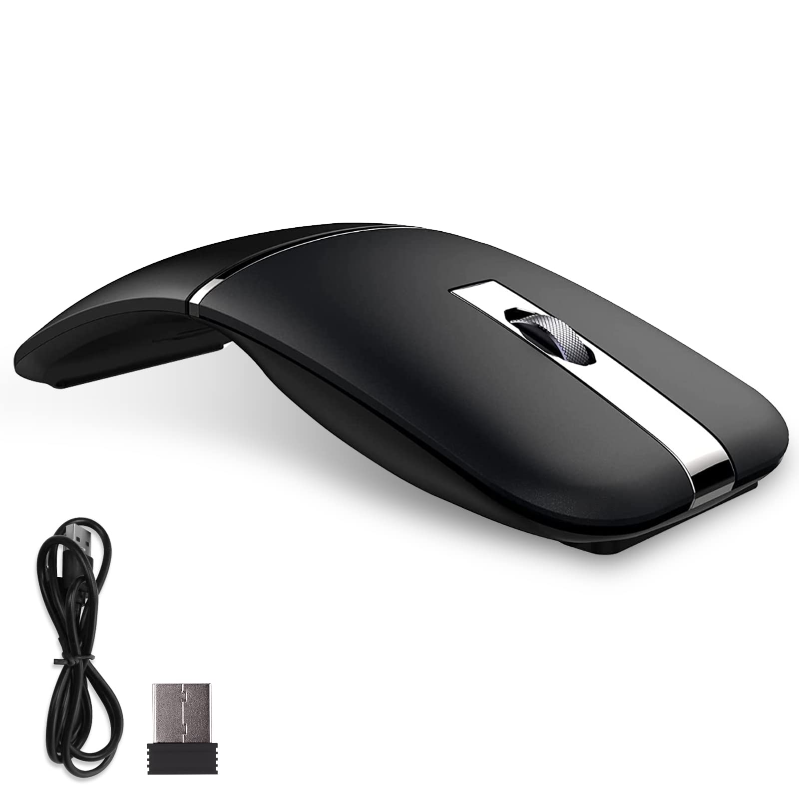 ZYNBI Wireless Mouse for Laptop - Bluetooth & 2.4G Dual Mode Ergonomic Rechargeable Optical Mouse, Ultra Slim Design for Computer, Office & Travel Use - Black