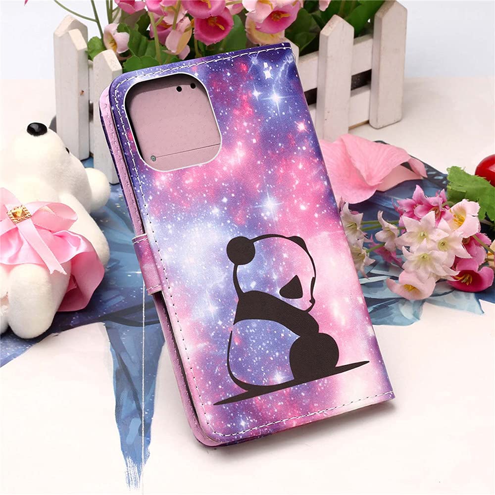 Premium PU Leather iPhone 12 Pro Max Case with Card Holder & Stand - Shockproof Magnetic Flip Cover Wallet Case for Women & Men (Panda & Baby Yoda Designs) - Perfect for Travel, Work & Daily Protection