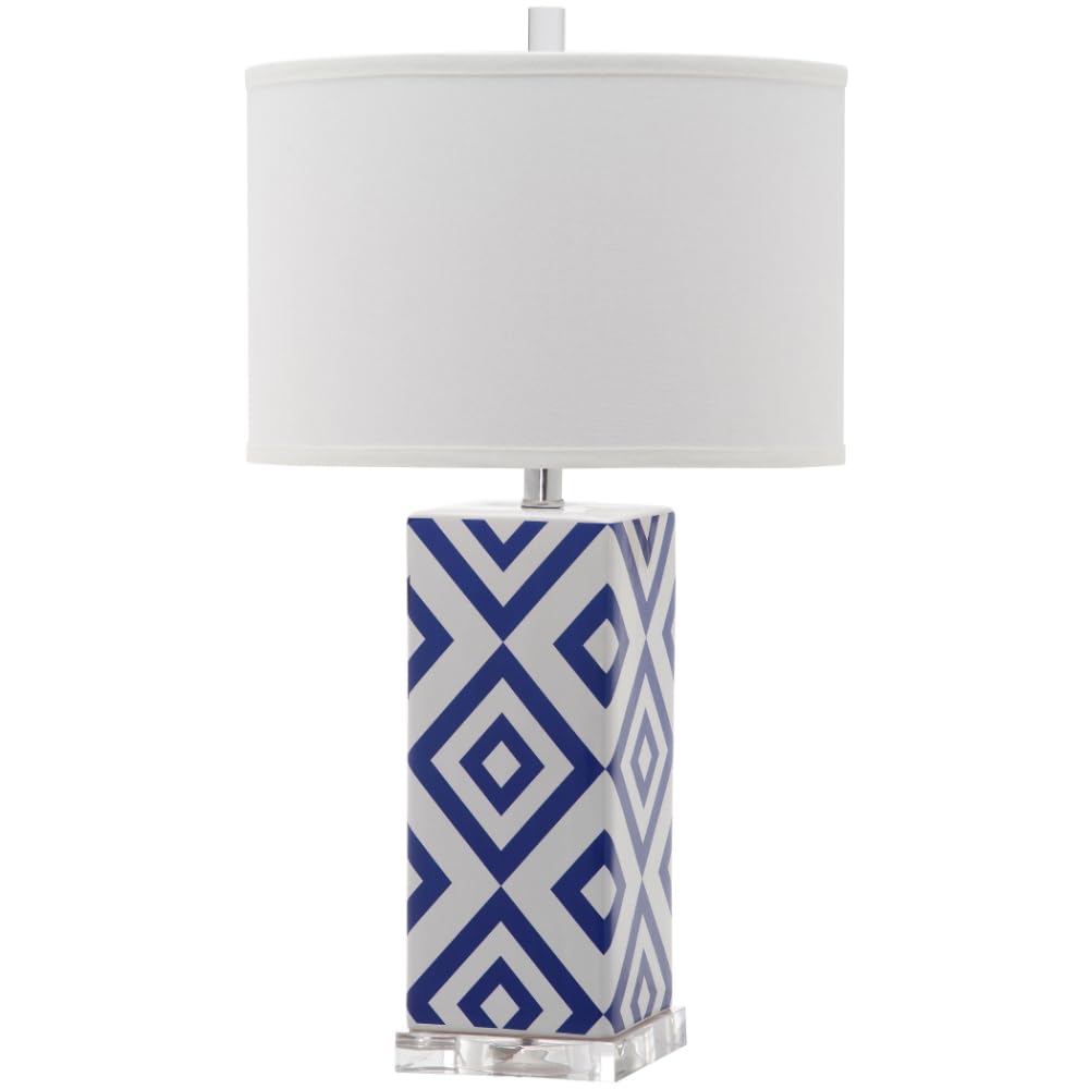 SAFAVIEH Diamonds Modern Contemporary Light Blue 27-inch LED Table Lamp - Bedroom, Living Room, Home Office & Nightstand Lighting (Bulbs Included) | Perfect for Reading, Working & Ambient Decor