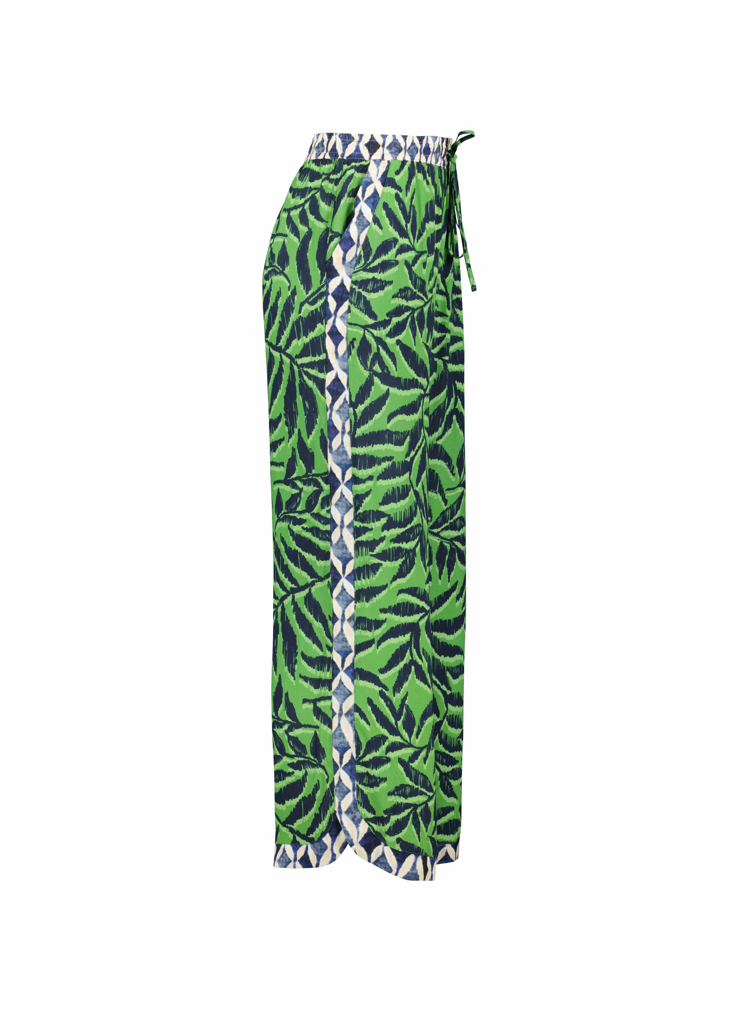 Elin LENZING™ ECOVERO™ Sustainable Women's Trousers | Green Foliage Print | Eco-Friendly Stretch Pants for Work, Travel & Casual Wear