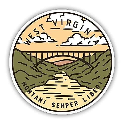 Squiddy West Virginia Vinyl Sticker Decal - 3 Inch Waterproof Decals for Phone, Laptop, Water Bottle, Car, Notebook - Perfect for Travel, Gifts & Personalization