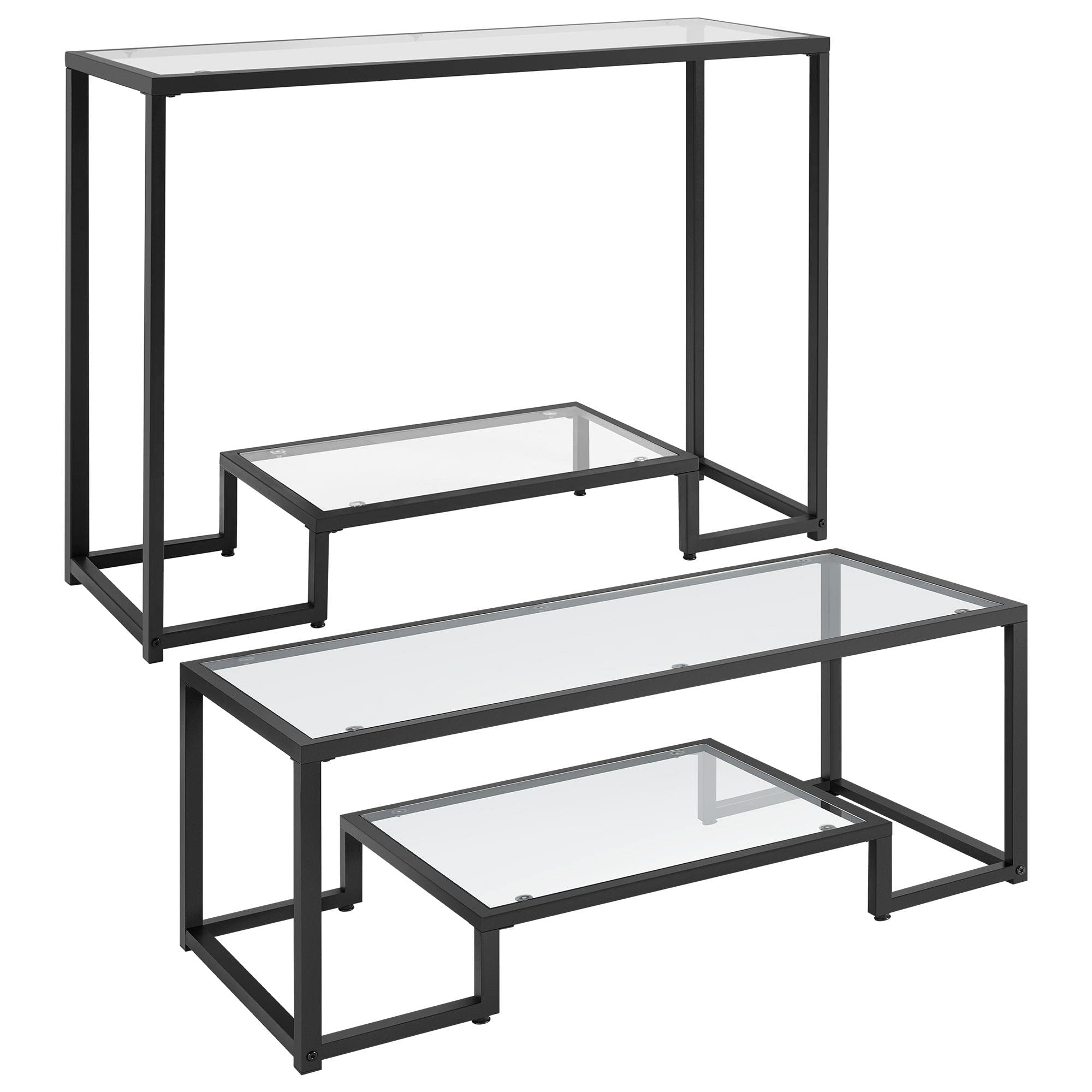 Yaheetech Glass Coffee Table Set with Storage for Living Room & Dining