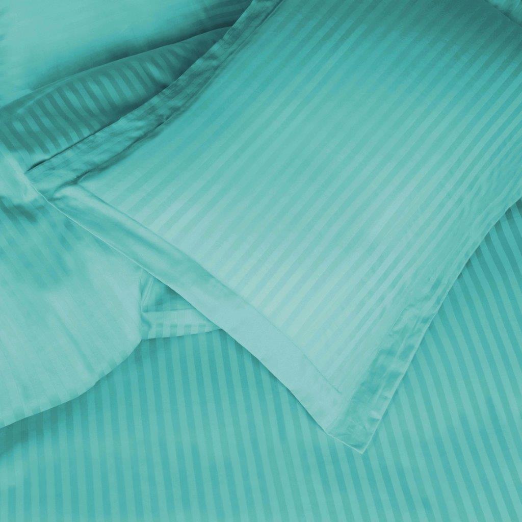Luxury Egyptian Cotton 600 Thread Count Duvet Cover Set - Queen Size, Striped Design for Bedroom Decor | Soft & Breathable Bedding Set for Hotels, Guest Rooms & Master Bedrooms