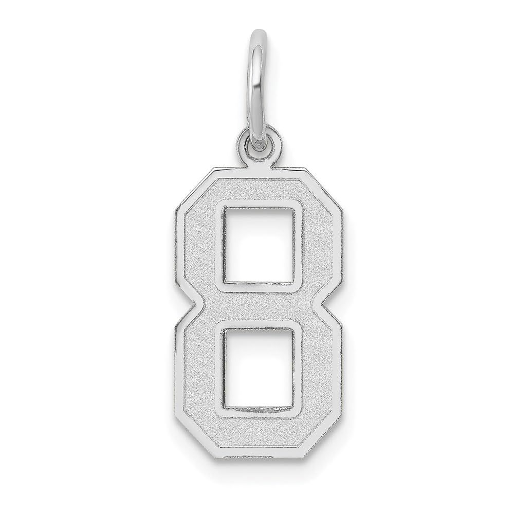 14k White Gold Black Bow Pendant - Jersey Collection Medium Number 8 Charm Necklace for Women | Elegant Jewelry Gift for Birthday, Anniversary & Special Occasions
