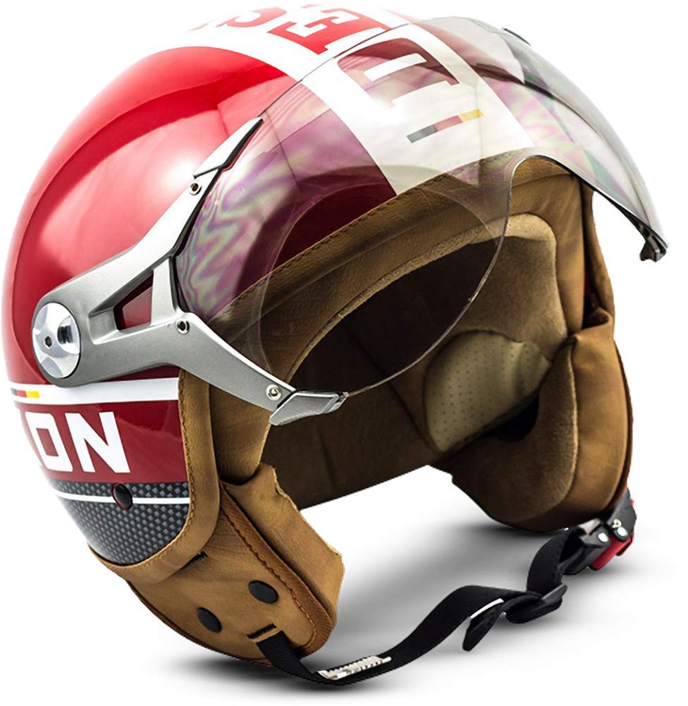 NTNK N325 Plus Red Open-Face Motorcycle Helmet - DOT Approved Half-Face Jet Helmet for Men & Women - XL Size for Cruiser, Scooter & Urban Riding
