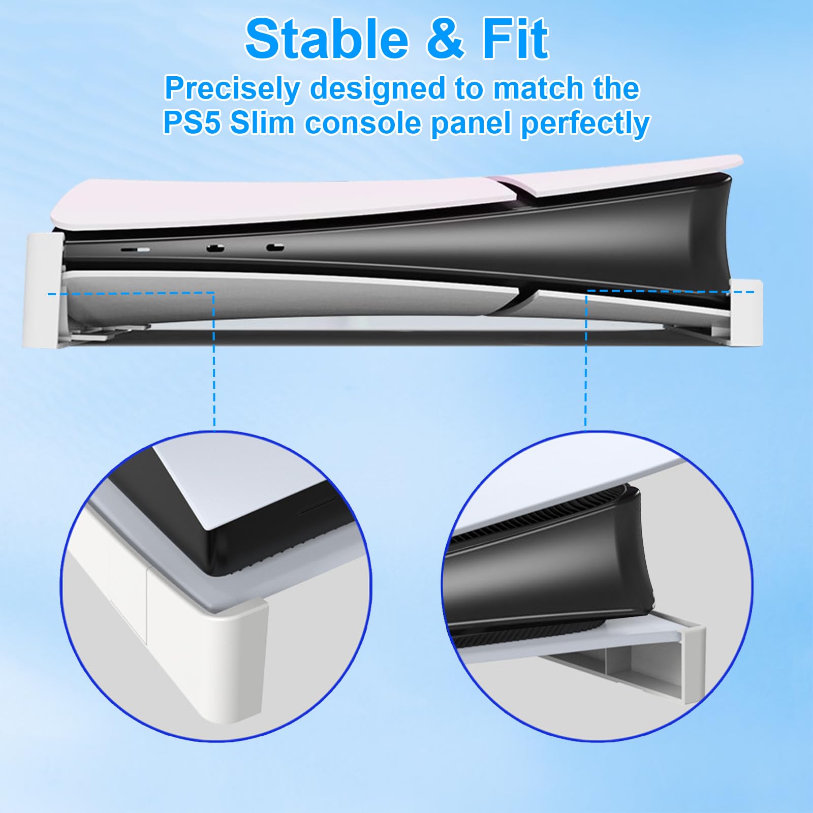 Nspiel Horizontal Stand for PS5 Slim Console - Minimalist Design Accessories Compatible with PS5 Slim Digital & Disc Editions - White Base Stand for Gaming Setup & Living Room Organization