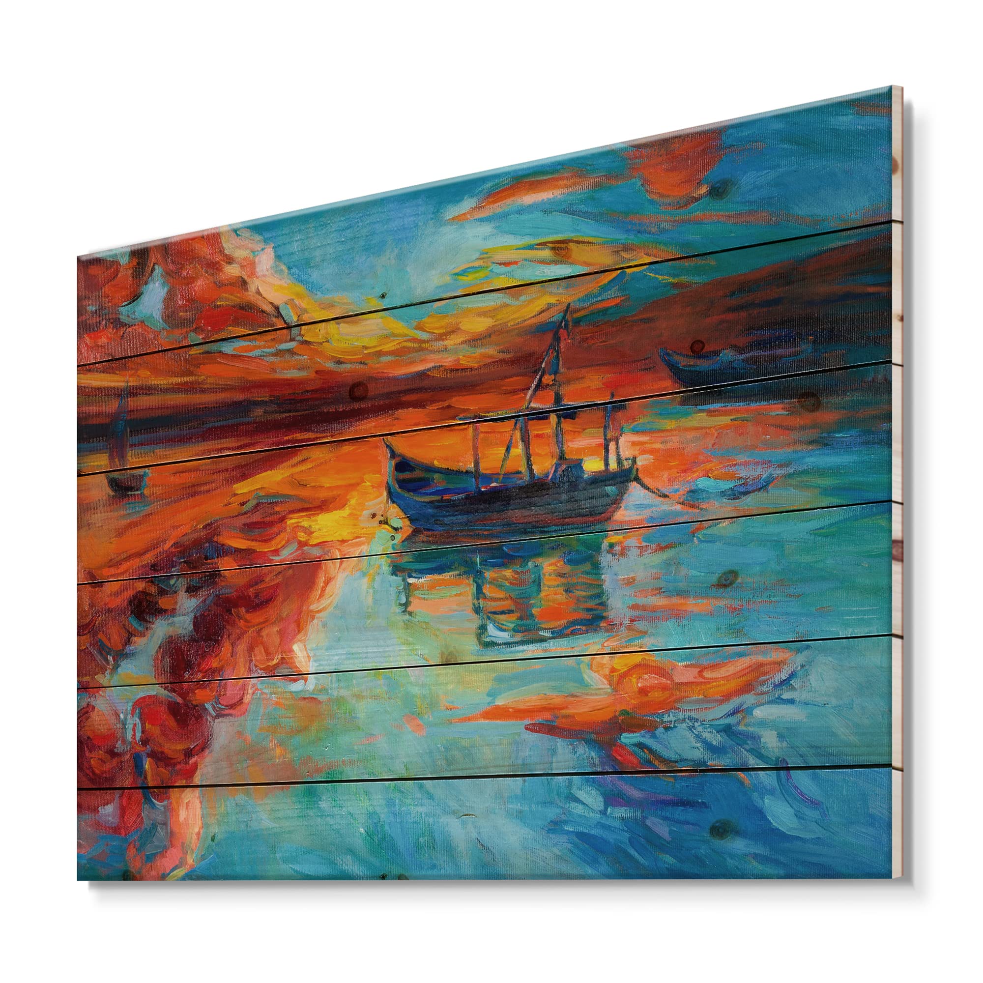 Nautical Boat Wood Wall Art - Blue Coastal Decor for Living Room