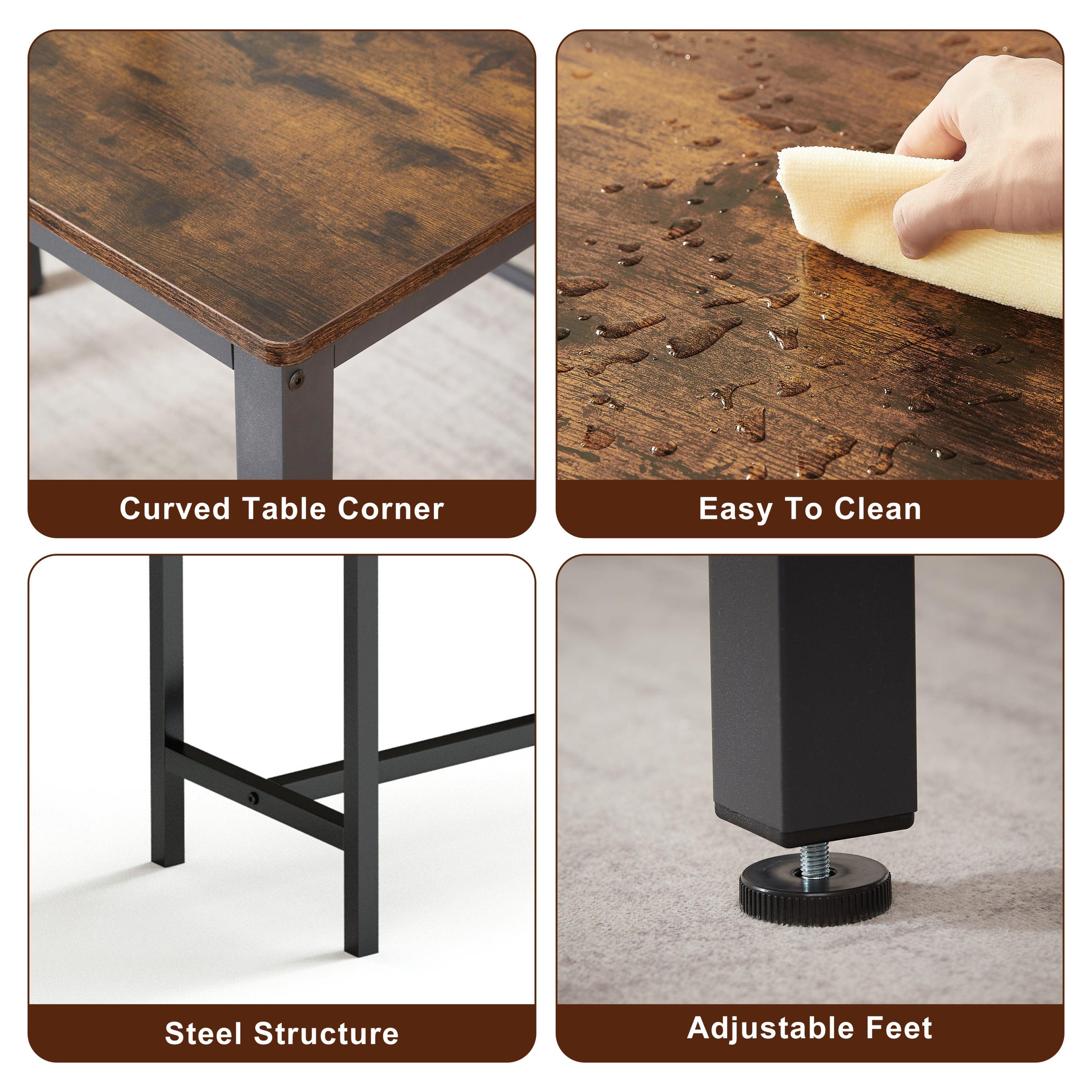 Industrial Dining Table Set with 2 Benches - 43.3