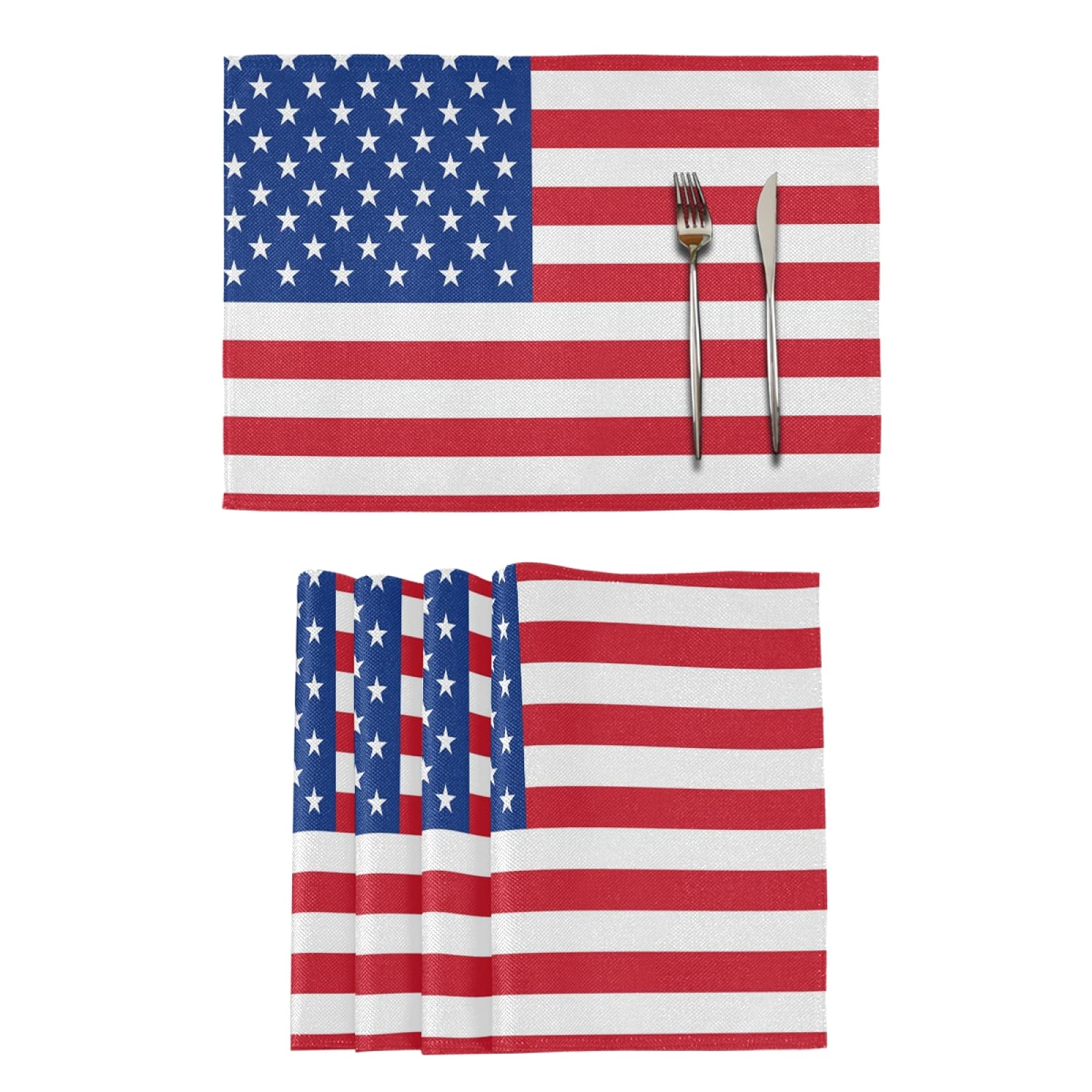 6-Pack American Flag Placemats for Dining Table - 12