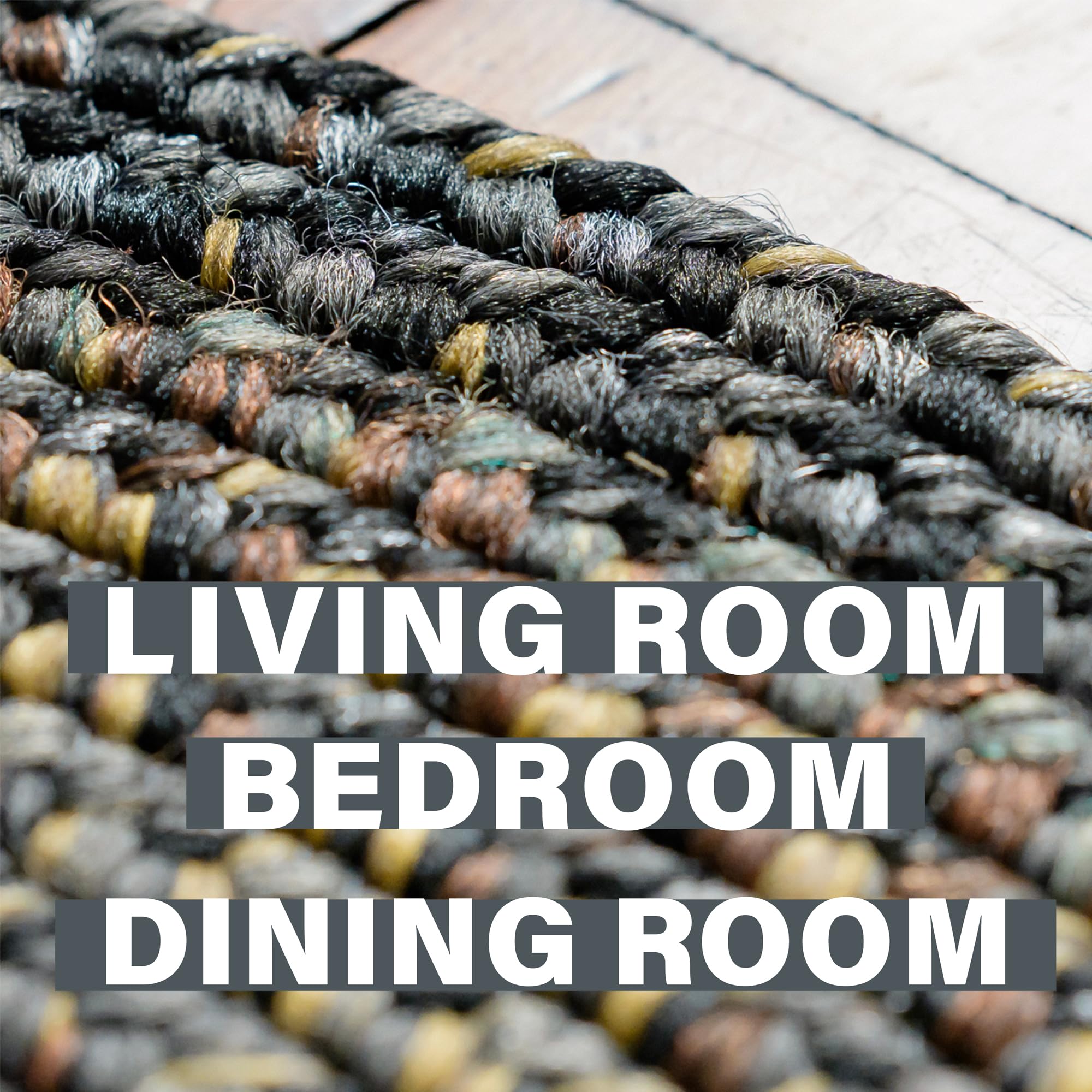 Premium Black Forest Braided Rug 4x6 – Pet Friendly Indoor Outdoor Rug for Kitchen, Bathroom, Entryway – Non-Slip & Durable for High Traffic Areas