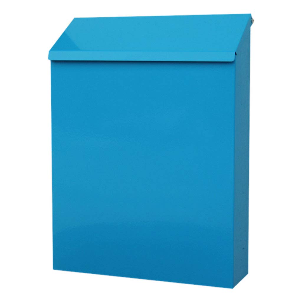 Waterproof Outdoor Mailbox with Lock - Rainproof Wall Mount Letter Box for Home & Garden (White/Blue) - Perfect for Porch, Front Door & Backyard