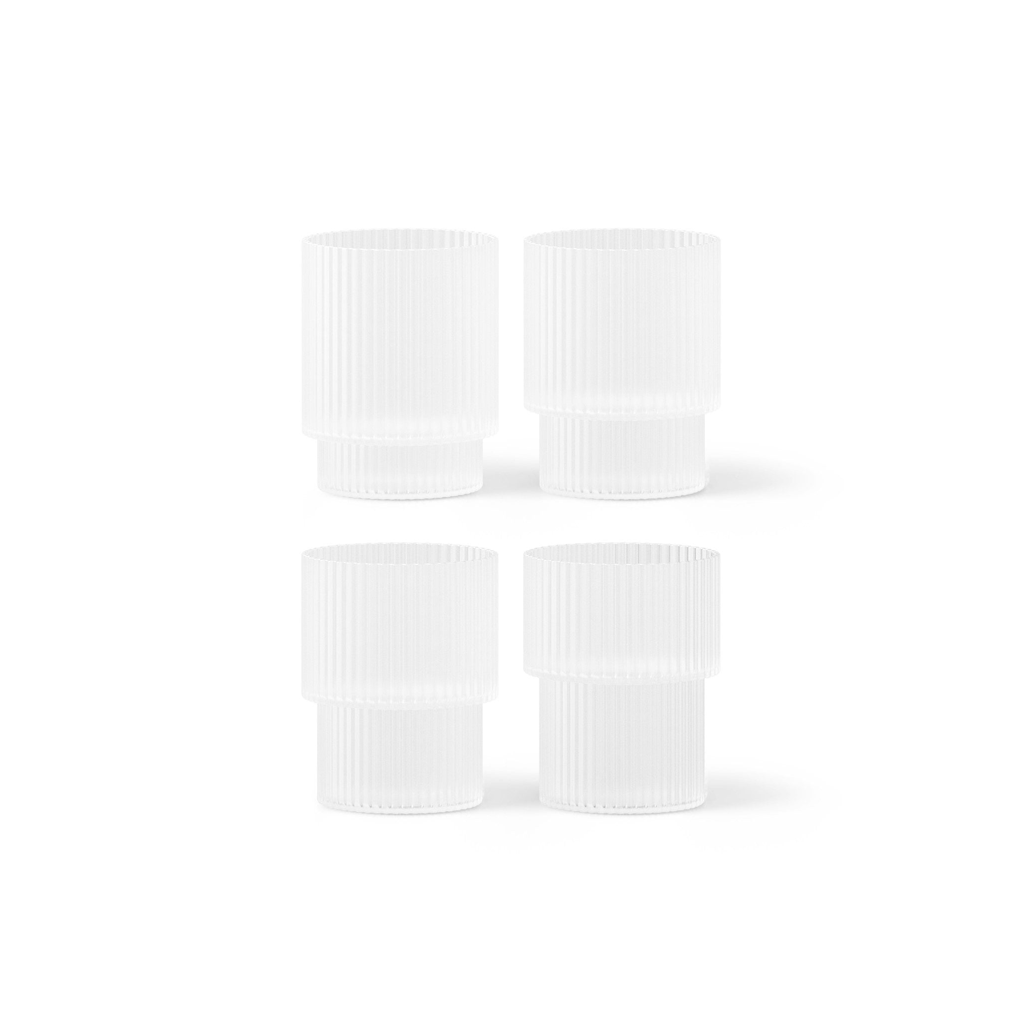 FERM LIVING Ripple Frosted Glass Set of 4 - Elegant Drinking Glasses for Cocktails, Juice & Water - Perfect for Dinner Parties, Home Decor & Gift Giving