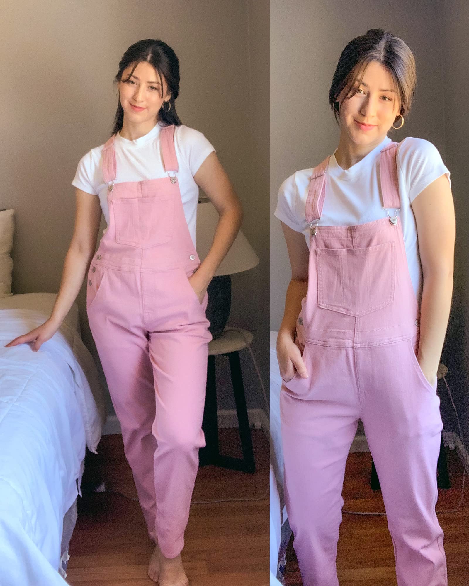 Luvamia Women's Stretchy Adjustable Denim Overalls - Casual Bib Jumpsuit with Pockets | Perfect for Work, Outdoor Activities & Streetwear Fashion