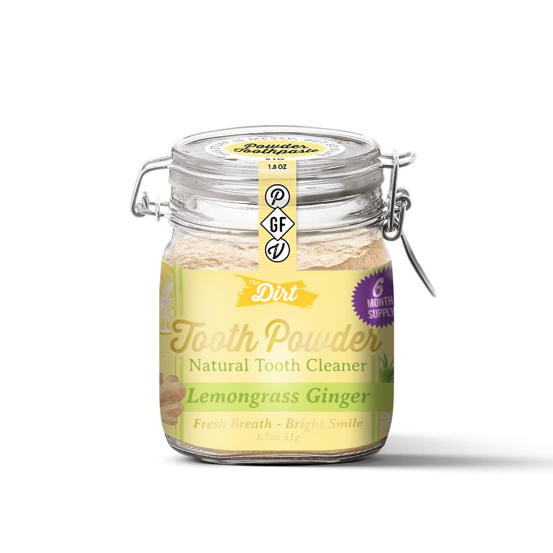Natural Remineralizing Tooth Powder with Hydroxyapatite - Fluoride-Free, Gluten-Free & Vegan Teeth Whitening Powder for Sensitive Teeth - Organic Lemongrass & Ginger Flavor (51g, 6 Month Supply) | Gentle Daily Oral Care & Eco-Friendly Alternative to Toothpaste