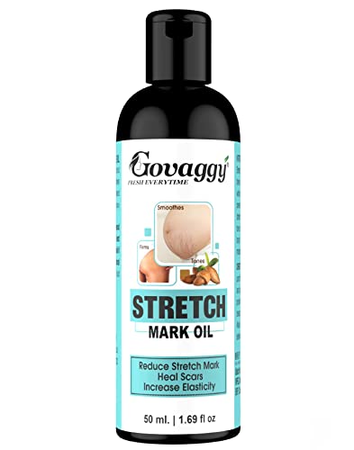 Govaggy Stretch Mark Oil for Pregnancy - Natural Healing & Prevention for Stretch Marks on Belly, Breasts, Hips & Legs - 50ml Moisturizing Body Oil for Expecting Moms - Perfect for Prenatal Care & Postpartum Recovery