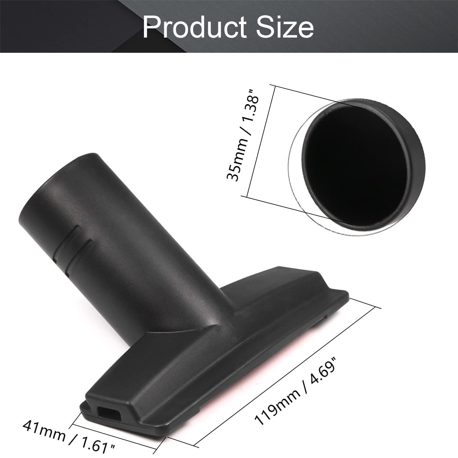 Othmro 1Pcs Square Crevice Tool - 119mm Length Black PP Plastic Universal Vacuum Cleaner Nozzle Head with Quick Release (35mm) - Perfect for Home Cleaning, Car Interiors, Tight Spaces & Hard-to-Reach Areas